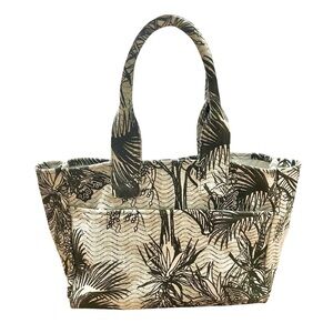 Vince Camuto Amia Tropical Navy Cotton Canvas Tote Bag